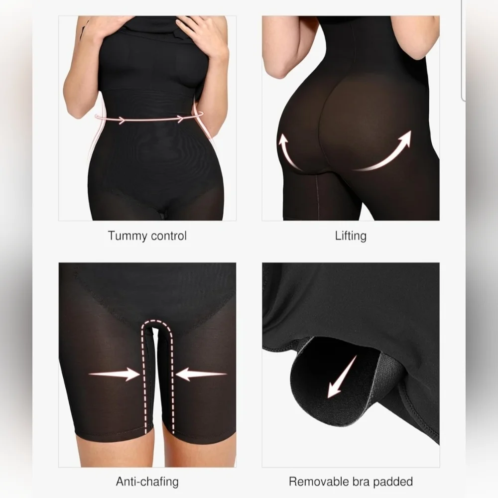 Popilush Women's Black Black Summer Shapewear Tummy Control Bodycon Dress Size M - Picture 3 of 8